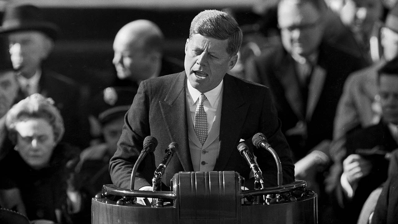 President Kennedy delivering his inaugural address