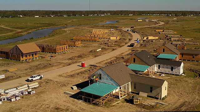 Aerial photograph of new houses being built.